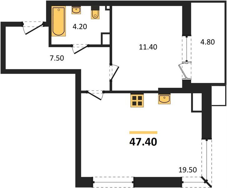 Фото №1: 1-комнатная квартира 47 м² - Краснодар, Парк Победы, мкр. Прикубанский внутригородской округ