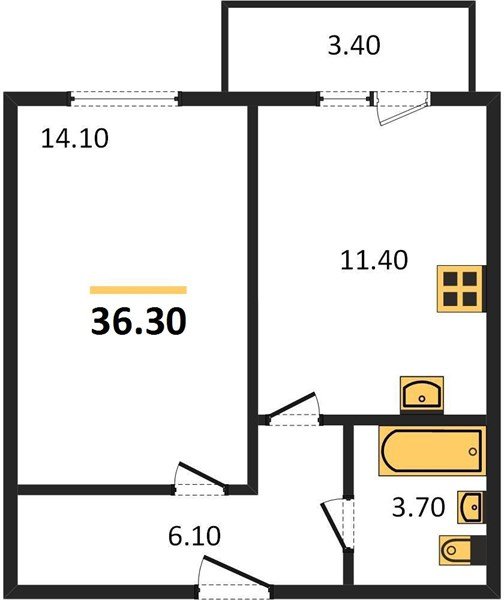 Фото №1: 1-комнатная квартира 36 м² - Яблоновский, мкр. жилой комплекс Дарград, ул. Тургеневское Шоссе, 33/5к40