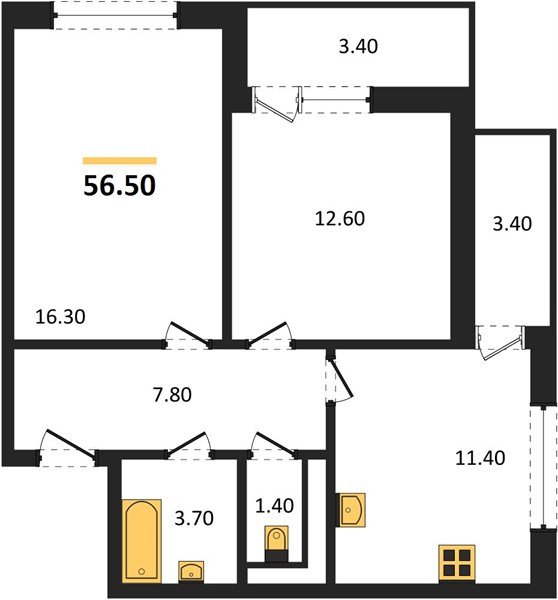 Фото №1: 2-комнатная квартира 56 м² - Краснодар, жилой комплекс Бауинвест, ул. Героя Владислава Посадского, 14/1
