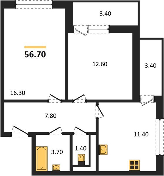 Фото №1: 2-комнатная квартира 56 м² - Краснодар, жилой комплекс Бауинвест, ул. Героя Владислава Посадского, 14/1