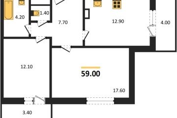 Фото №1: 2-комнатная квартира 59 м² - Краснодар, мкр. жилой комплекс Бауинвест, ул. Героя Владислава Посадского, 14/1