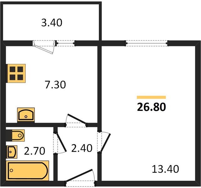 Фото №1: 1-комнатная квартира 27 м² - Яблоновский, мкр. жилой комплекс Дарград, ул. Тургеневское Шоссе, 33/5к42
