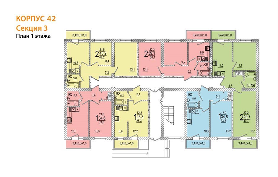 Фото №8: 1-комнатная квартира 26 м² - Яблоновский, мкр. жилой комплекс Дарград, ул. Тургеневское Шоссе, 33/5к42