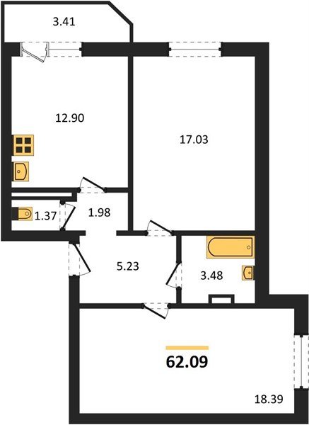 Фото №1: 2-комнатная квартира 62 м² - Берёзовый, Прикубанский внутригородской округ, мкр. жилой комплекс Молодёжный-2, ул. имени Профессора Малигонова, 48