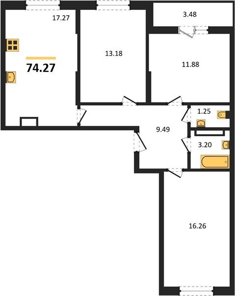 Фото №1: 3-комнатная квартира 74 м² - Краснодар, мкр. Карасунский внутригородской округ