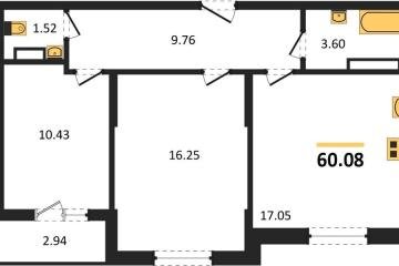 Фото №1: 2-комнатная квартира 60 м² - Краснодар, мкр. Карасунский внутригородской округ, 