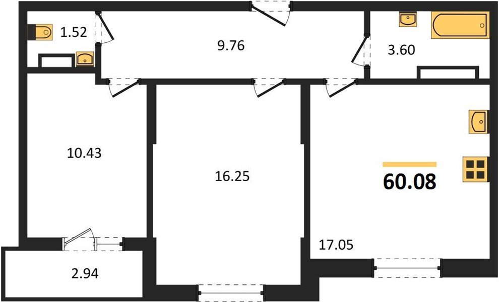 Фото №1: 2-комнатная квартира 60 м² - Краснодар, Карасунский внутригородской округ, 