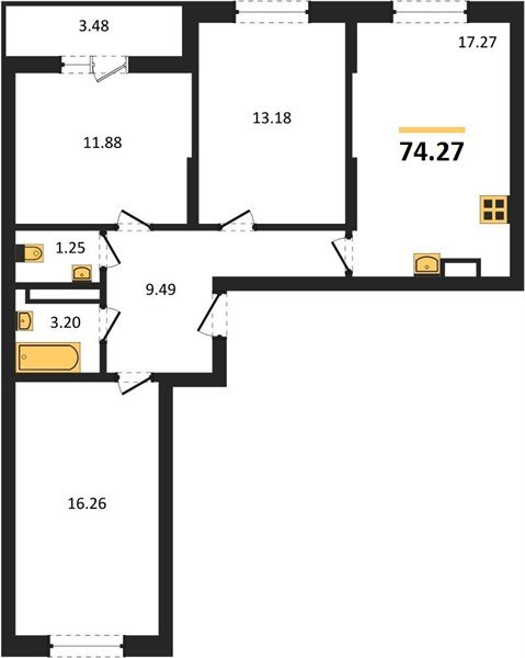 Фото №1: 3-комнатная квартира 74 м² - Краснодар, Карасунский внутригородской округ, 
