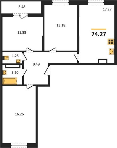 Фото №1: 3-комнатная квартира 74 м² - Краснодар, Карасунский внутригородской округ, 