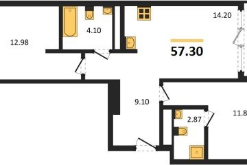 Фото №1: 2-комнатная квартира 57 м² - Краснодар, мкр. жилой квартал Патрики, 