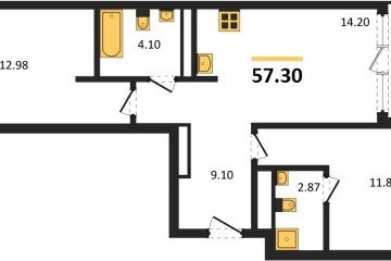 Фото №1: 2-комнатная квартира 57 м² - Краснодар, мкр. жилой квартал Патрики, 