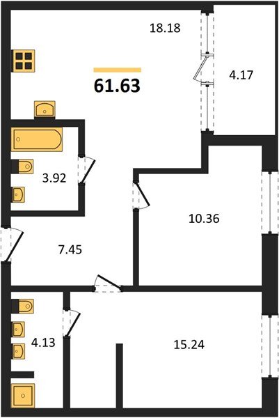 Фото №1: 2-комнатная квартира 61 м² - Краснодар, Карасунский внутригородской округ, Хлопчато-бумажный Комбинат, мкр. жилой квартал Патрики