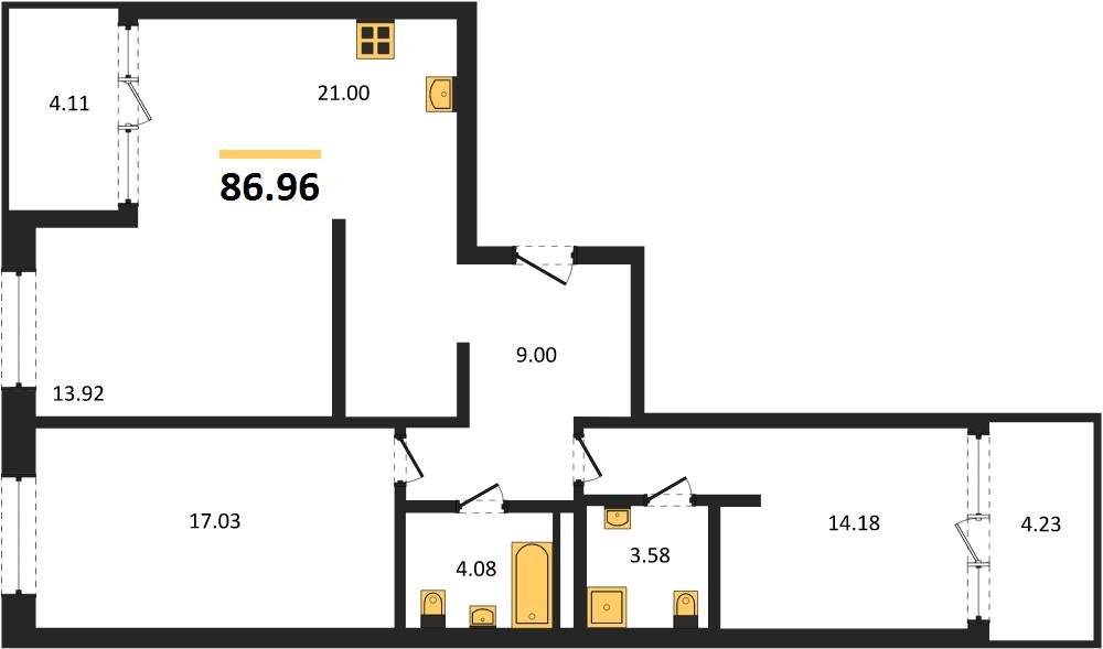 Фото №1: 3-комнатная квартира 86 м² - Краснодар, жилой квартал Патрики