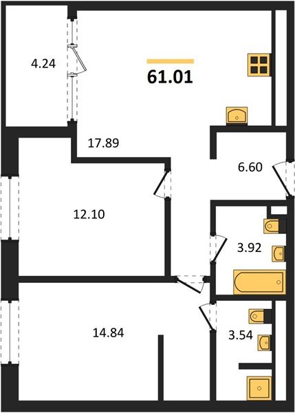 Фото №1: 2-комнатная квартира 61 м² - Краснодар, Карасунский внутригородской округ, Хлопчато-бумажный Комбинат, мкр. жилой квартал Патрики