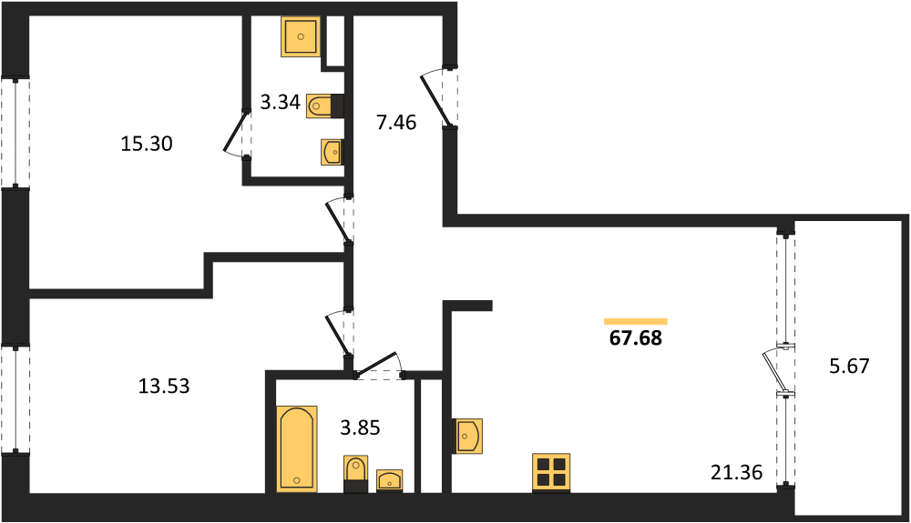 Фото №1: 2-комнатная квартира 67 м² - Краснодар, Карасунский внутригородской округ, Хлопчато-бумажный Комбинат, мкр. жилой квартал Патрики