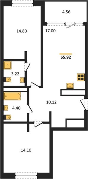 Фото №1: 2-комнатная квартира 65 м² - Краснодар, Карасунский внутригородской округ, Хлопчато-бумажный Комбинат, мкр. жилой квартал Патрики