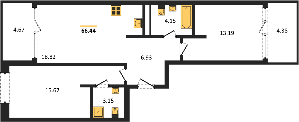 Фото №1: 2-комнатная квартира 66 м² - Краснодар, Карасунский внутригородской округ, Хлопчато-бумажный Комбинат, мкр. жилой квартал Патрики