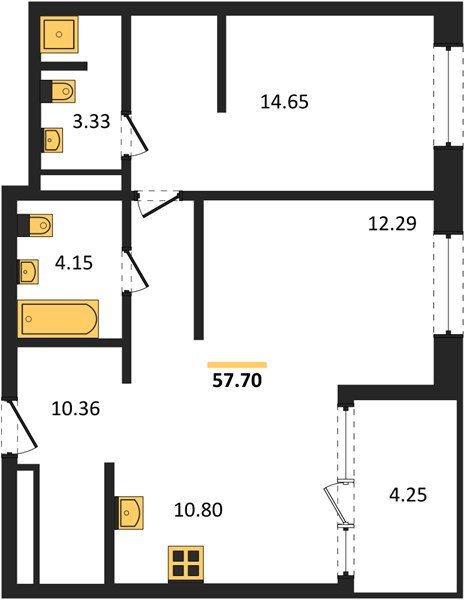 Фото №1: 2-комнатная квартира 57 м² - Краснодар, Карасунский внутригородской округ, Хлопчато-бумажный Комбинат, мкр. жилой квартал Патрики