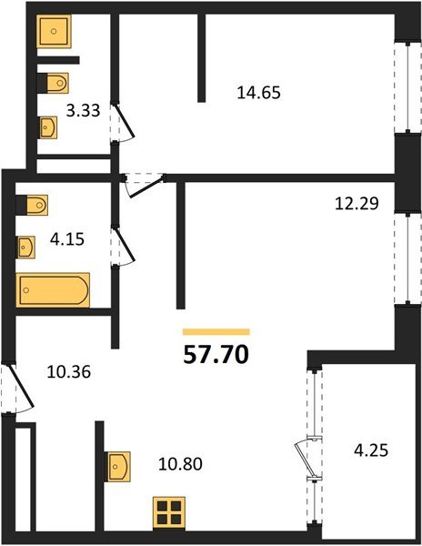 Фото №1: 2-комнатная квартира 57 м² - Краснодар, Карасунский внутригородской округ, Хлопчато-бумажный Комбинат, мкр. жилой квартал Патрики