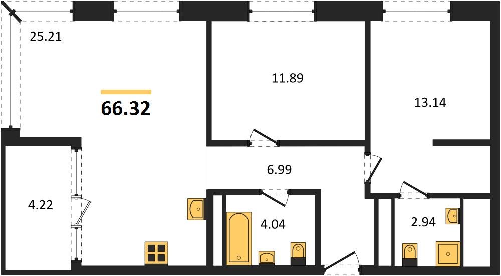 Фото №1: 2-комнатная квартира 66 м² - Краснодар, Карасунский внутригородской округ, Хлопчато-бумажный Комбинат, мкр. жилой квартал Патрики