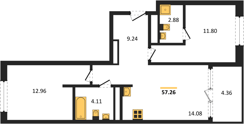 Фото №1: 2-комнатная квартира 57 м² - Краснодар, Карасунский внутригородской округ, Хлопчато-бумажный Комбинат, мкр. жилой квартал Патрики