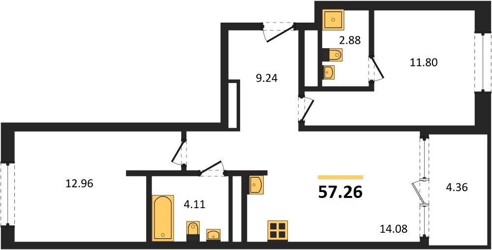 Фото №1: 2-комнатная квартира 57 м² - Краснодар, Карасунский внутригородской округ, Хлопчато-бумажный Комбинат, мкр. жилой квартал Патрики
