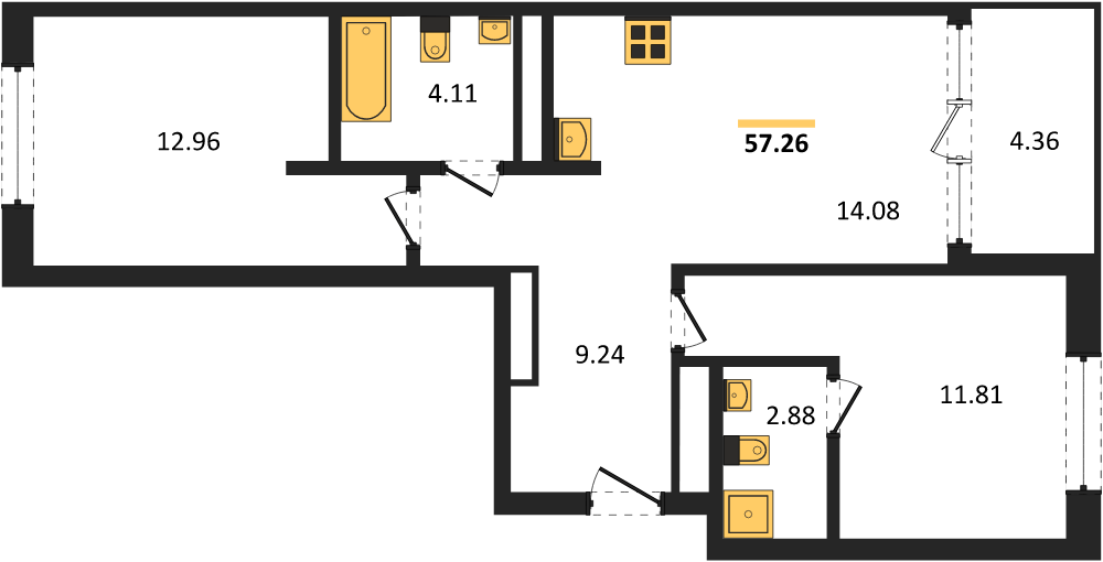 Фото №1: 2-комнатная квартира 57 м² - Краснодар, Карасунский внутригородской округ, Хлопчато-бумажный Комбинат, мкр. жилой квартал Патрики