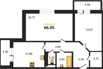 Фото №1: 2-комнатная квартира 66 м² - Краснодар, мкр. Плодородный-2, ул. Константиновская, 5лит6