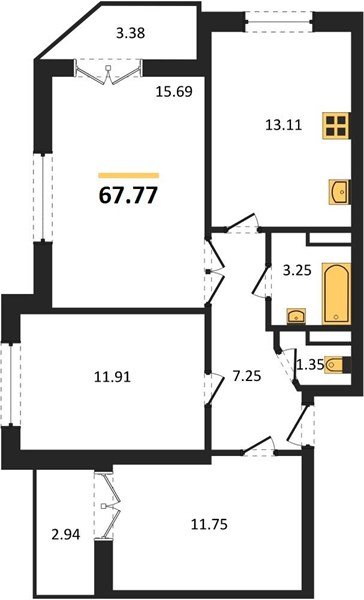 Фото №1: 3-комнатная квартира 67 м² - Краснодар, Музыкальный, ул. Российская, 257/7