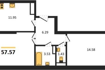 Фото №1: 2-комнатная квартира 59 м² - Краснодар, мкр. Музыкальный, ул. Российская, 257/7лит3