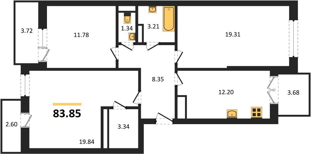 Фото №1: 3-комнатная квартира 83 м² - Краснодар, Музыкальный, ул. Российская, 257/7