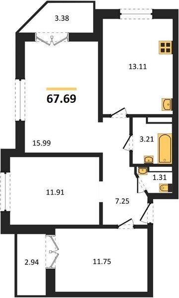 Фото №1: 3-комнатная квартира 67 м² - Краснодар, Музыкальный, ул. Российская, 257/7