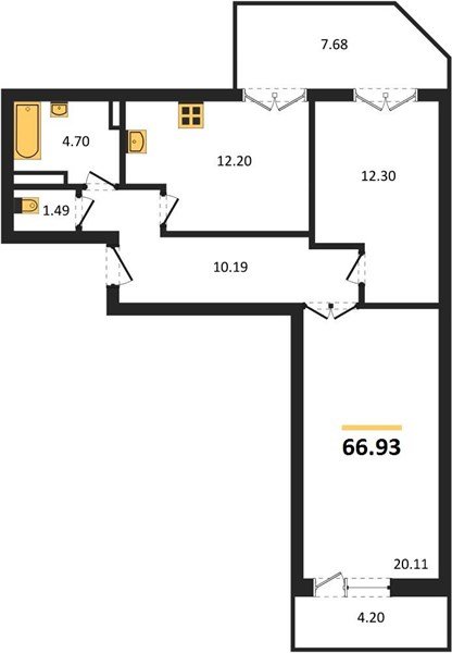 Фото №1: 2-комнатная квартира 66 м² - Краснодар, Прикубанский внутригородской округ, мкр. Музыкальный, ул. Российская, 257/7лит3