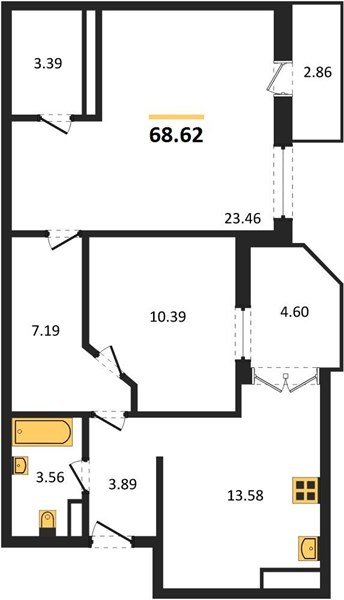 Фото №1: 2-комнатная квартира 68 м² - Краснодар, Прикубанский внутригородской округ, Завод Радиоизмерительных Приборов, мкр. Музыкальный, ул. Российская, 257/7