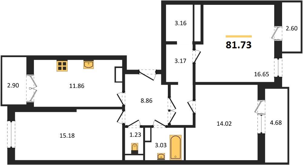 Фото №1: 3-комнатная квартира 81 м² - Краснодар, Музыкальный, ул. Российская, 257/7