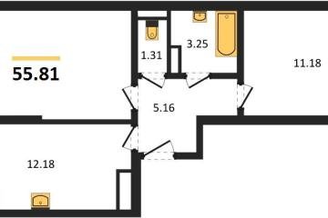 Фото №1: 2-комнатная квартира 55 м² - Краснодар, мкр. Музыкальный, ул. Российская, 257/7лит3