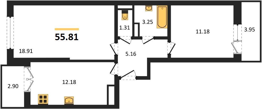 Фото №1: 2-комнатная квартира 55 м² - Краснодар, Прикубанский внутригородской округ, мкр. Музыкальный, ул. Российская, 257/7лит3