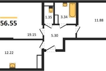 Фото №1: 2-комнатная квартира 56 м² - Краснодар, мкр. Музыкальный, ул. Российская, 257/7лит3