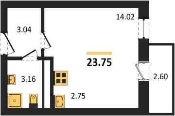 Фото №1: Студия 23 м² - Краснодар, мкр. Музыкальный, ул. Российская, 257/7
