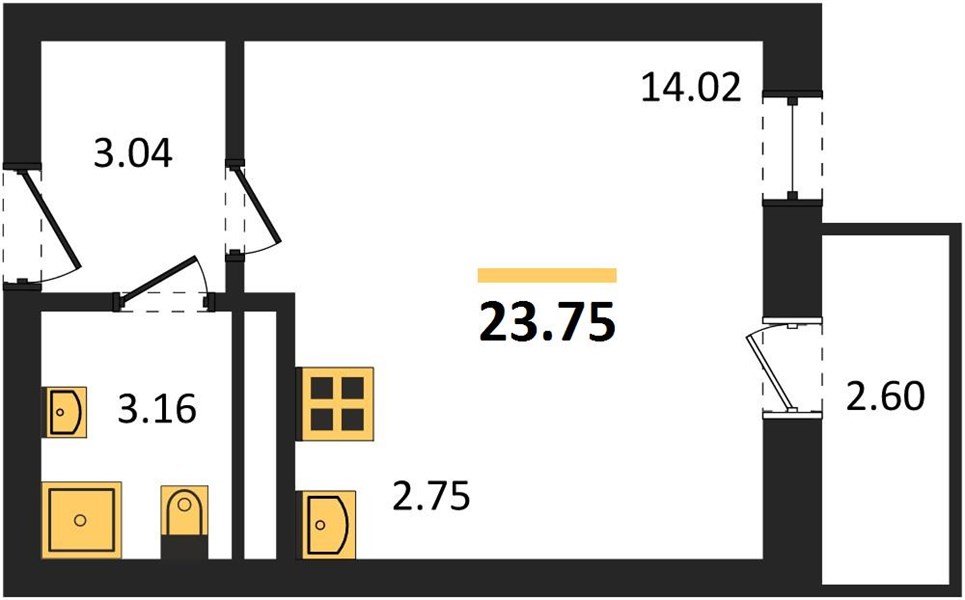Фото №1: Студия 23 м² - Краснодар, Прикубанский внутригородской округ, Завод Радиоизмерительных Приборов, мкр. Музыкальный, ул. Российская, 257/7