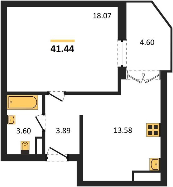 Фото №1: 1-комнатная квартира 41 м² - Краснодар, Прикубанский внутригородской округ, Завод Радиоизмерительных Приборов, мкр. Музыкальный, ул. Российская, 257/7