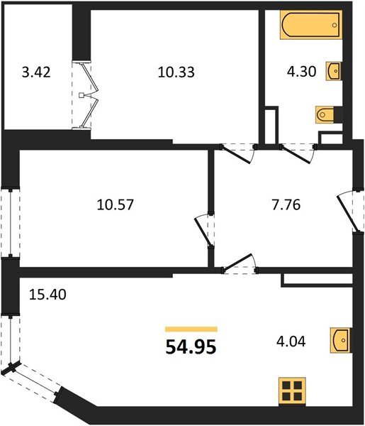 Фото №1: 2-комнатная квартира 54 м² - Краснодар, Прикубанский внутригородской округ, мкр. Музыкальный, ул. Российская, 257/7лит3
