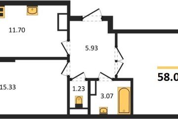 Фото №1: 2-комнатная квартира 58 м² - Краснодар, мкр. Музыкальный, ул. Российская, 257/7