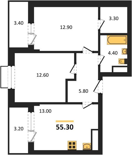 Фото №1: 2-комнатная квартира 55 м² - Новая Адыгея, 