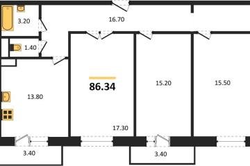 Фото №1: 3-комнатная квартира 86 м² - Краснодар, мкр. жилой комплекс Небо, ул. Ярославская, 115лит6