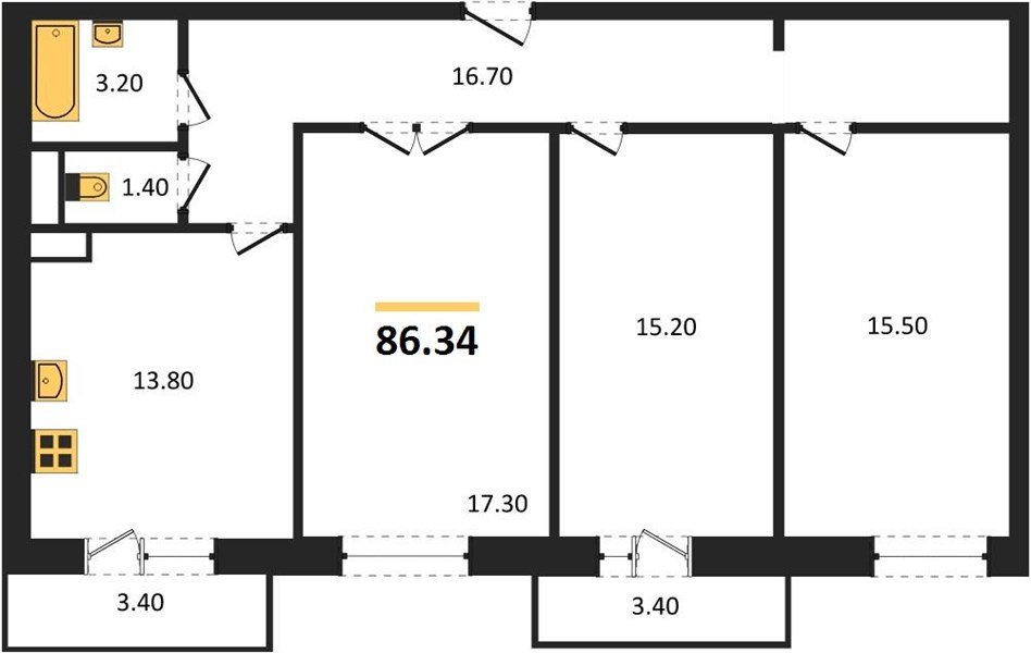 Фото №1: 3-комнатная квартира 86 м² - Краснодар, Прикубанский внутригородской округ, 9-й километр, мкр. жилой комплекс Небо, ул. Ярославская, 115лит6