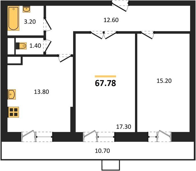 Фото №1: 2-комнатная квартира 67 м² - Краснодар, Прикубанский внутригородской округ, 9-й километр, мкр. жилой комплекс Небо, ул. Ярославская, 115лит6