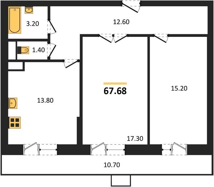 Фото №1: 2-комнатная квартира 67 м² - Краснодар, Прикубанский внутригородской округ, 9-й километр, мкр. жилой комплекс Небо, ул. Ярославская, 115лит6