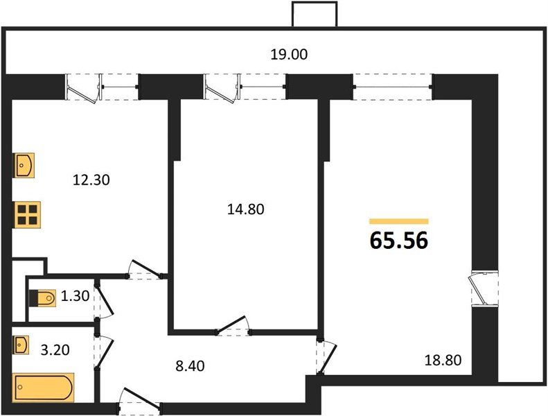 Фото №1: 2-комнатная квартира 65 м² - Краснодар, Прикубанский внутригородской округ, ЖК Небо, мкр. 9-й километр, ул. Ярославская, 115лит6
