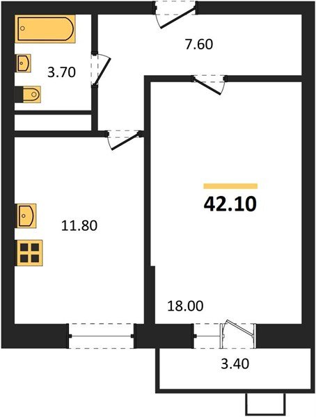Фото №1: 1-комнатная квартира 42 м² - Краснодар, 9-й километр, ул. Ярославская, 115лит5